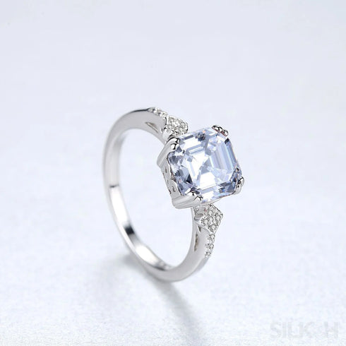 Asscher Sterling Silver Morganite Engagement Ring Eloise